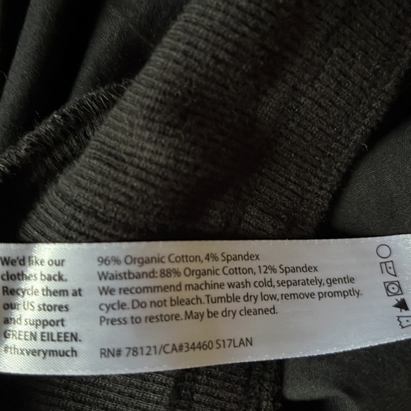 Eileen Fisher Black Cotton Pull on Drawstring Waist Pants - Picture 6 of 6